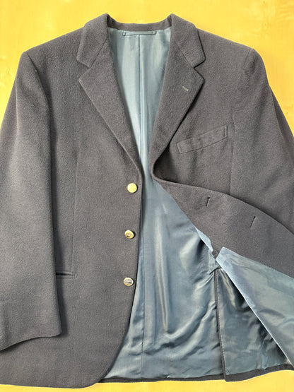 Navy blazer sartoriale anni ‘90 in panno lana e cashmere - tg. 48