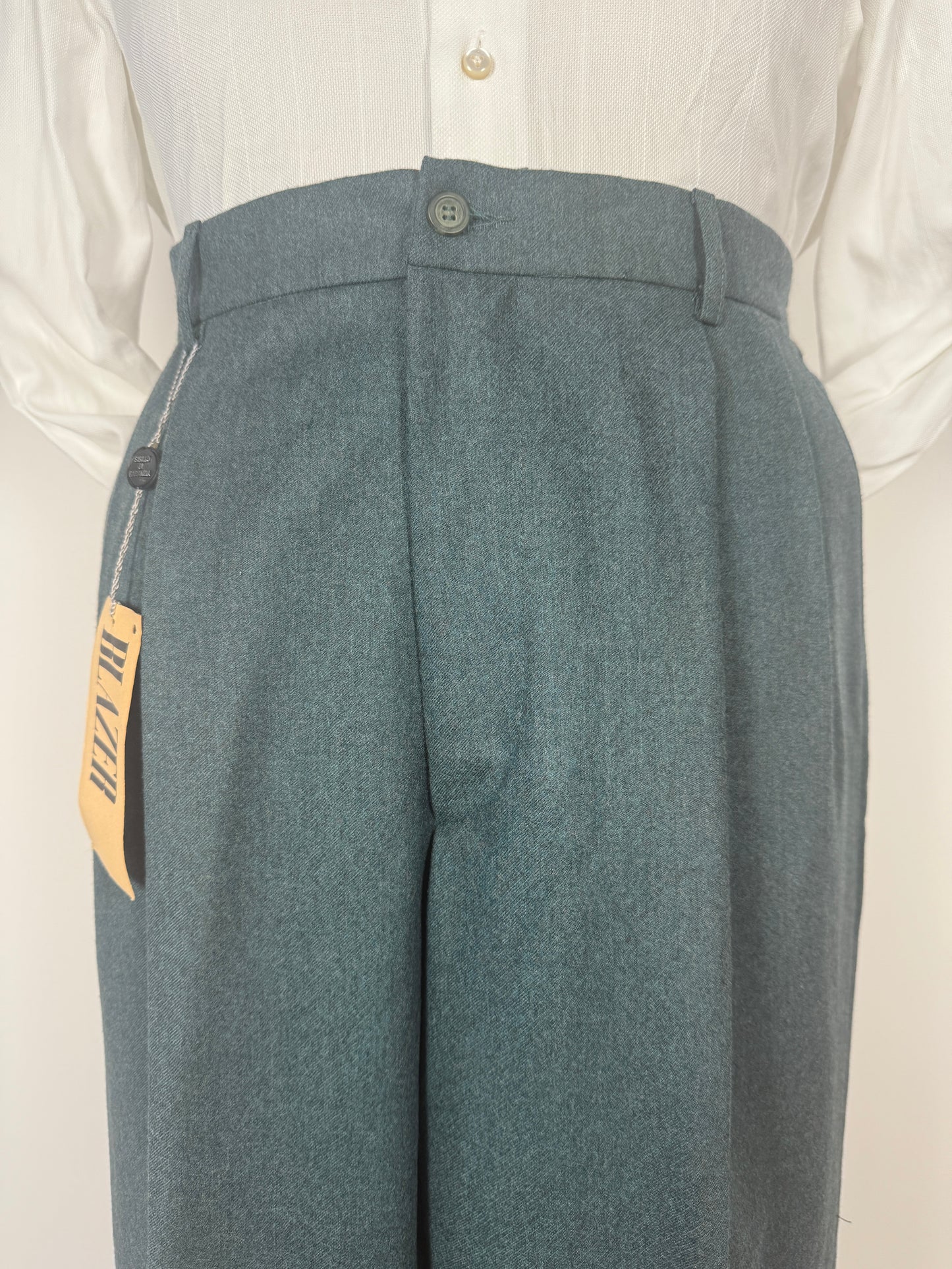 Pantaloni anni ‘80 in flanella verde pino (NOS) - tg. 52