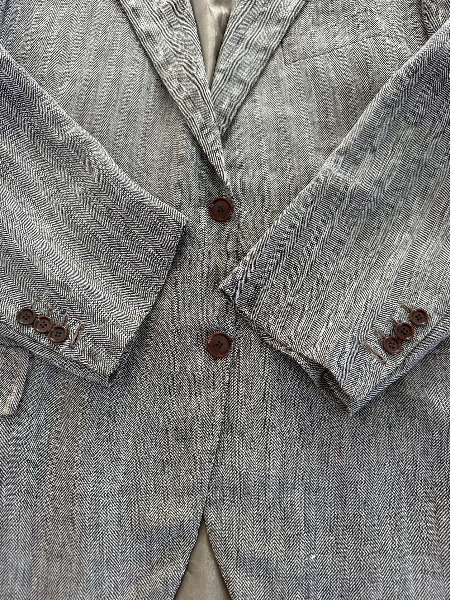 Giacca sartoriale in puro lino herringbone - tg. 60/62