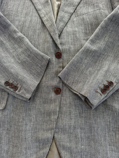 Giacca sartoriale in puro lino herringbone - tg. 60/62
