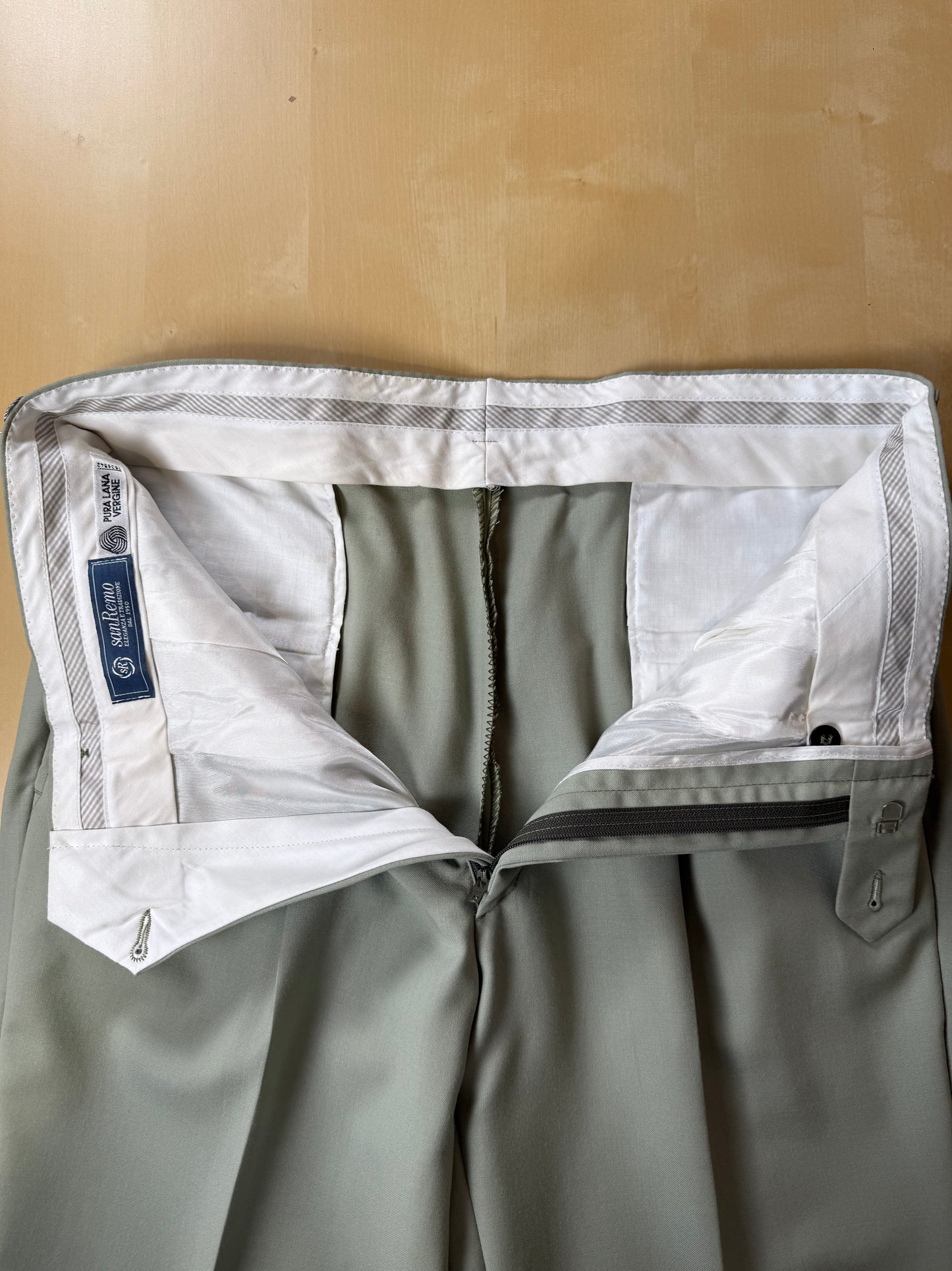 Pantaloni fresco lana verde menta anni '80 (NOS) - tg. 50