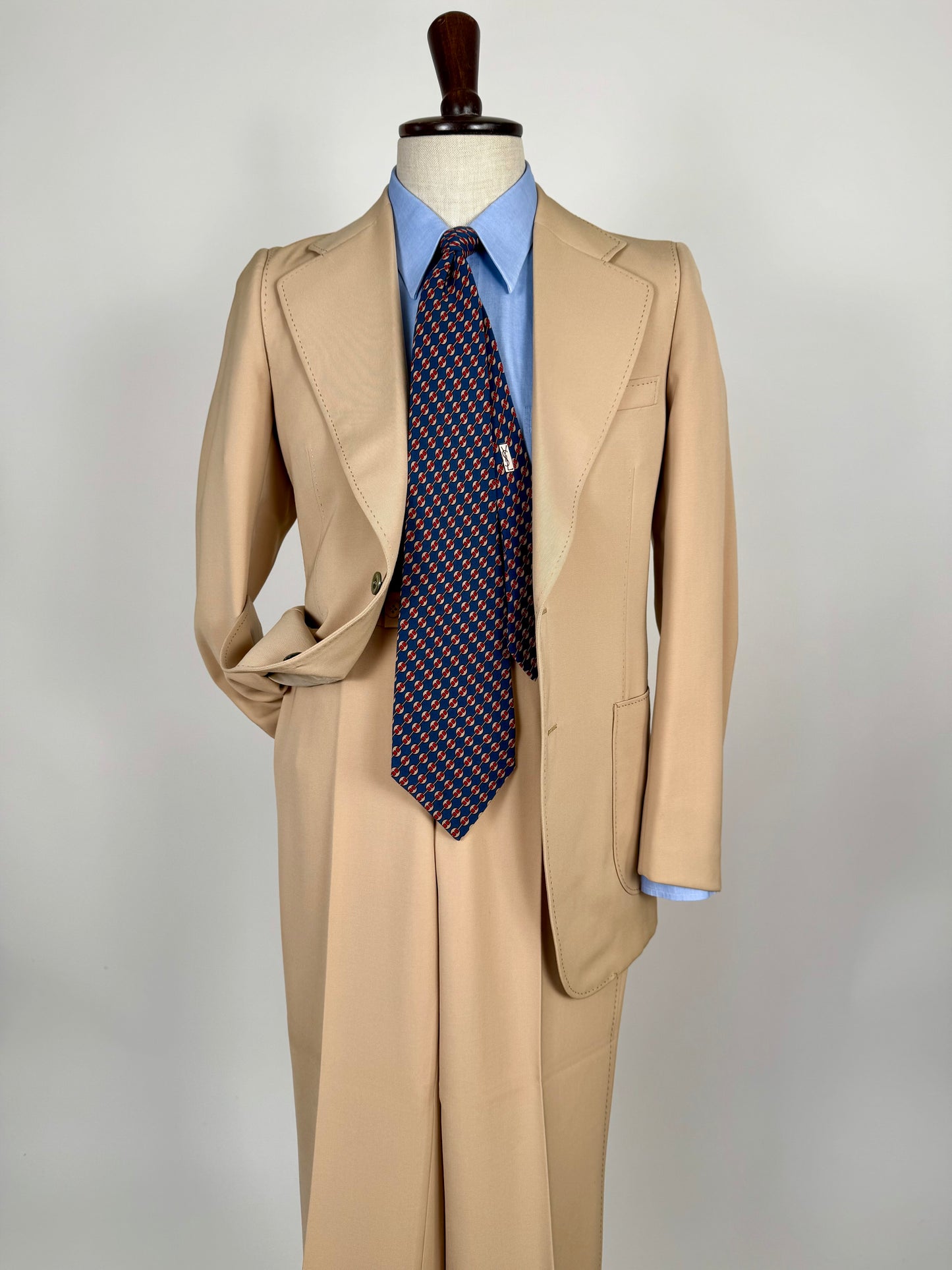 Completo anni ‘70 twill pettinato beige - tg. 42/44