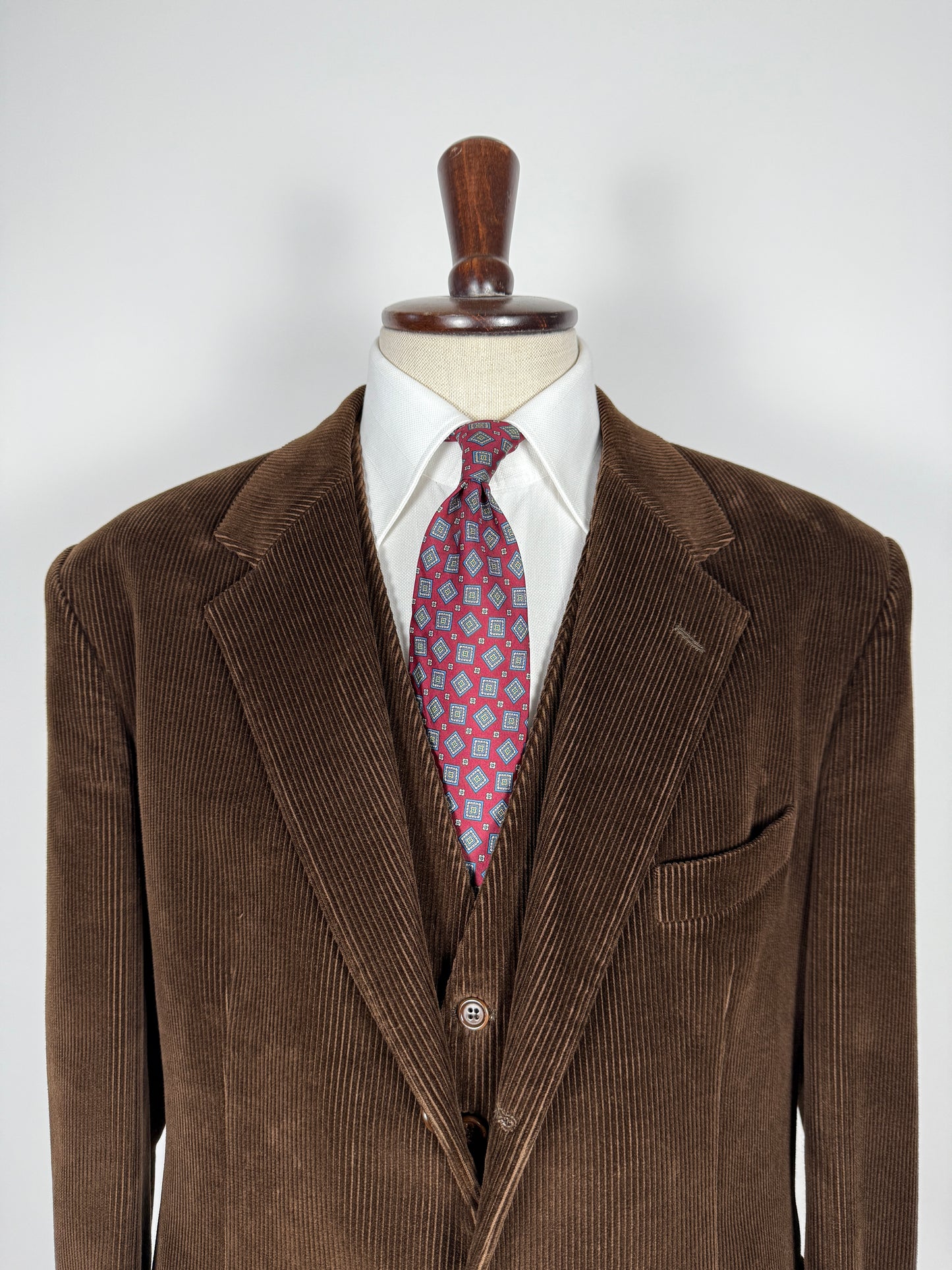 Giacca + panciotto anni '90 in velluto a coste marrone - tg. 56