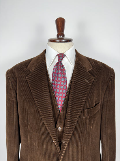 Giacca + panciotto anni '90 in velluto a coste marrone - tg. 56