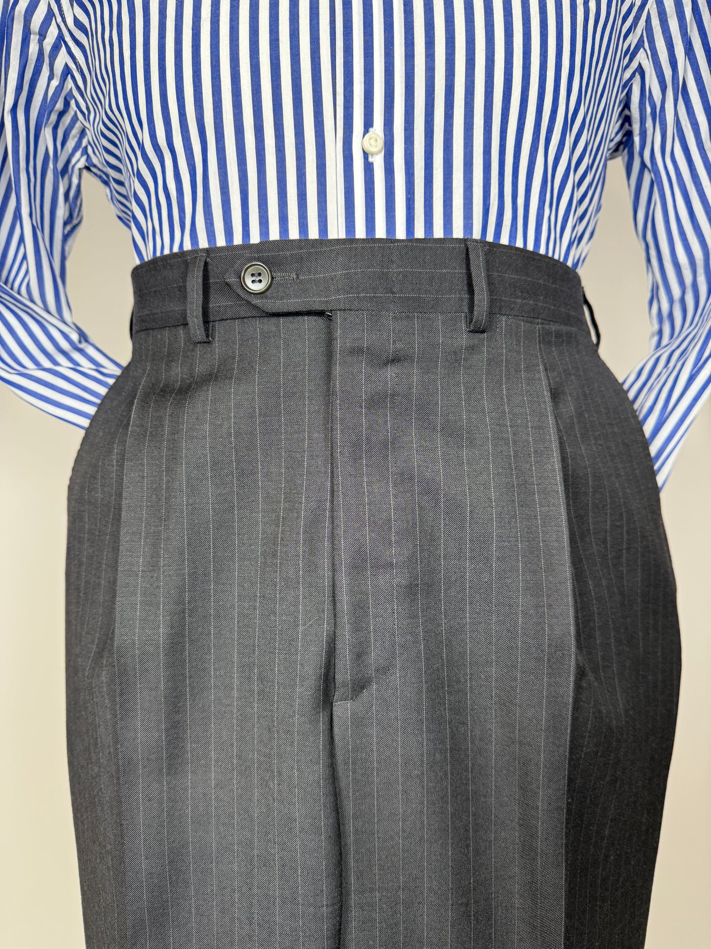 Completo Yves Saint Laurent anni ‘90 grigio gessato - tg. 54/56