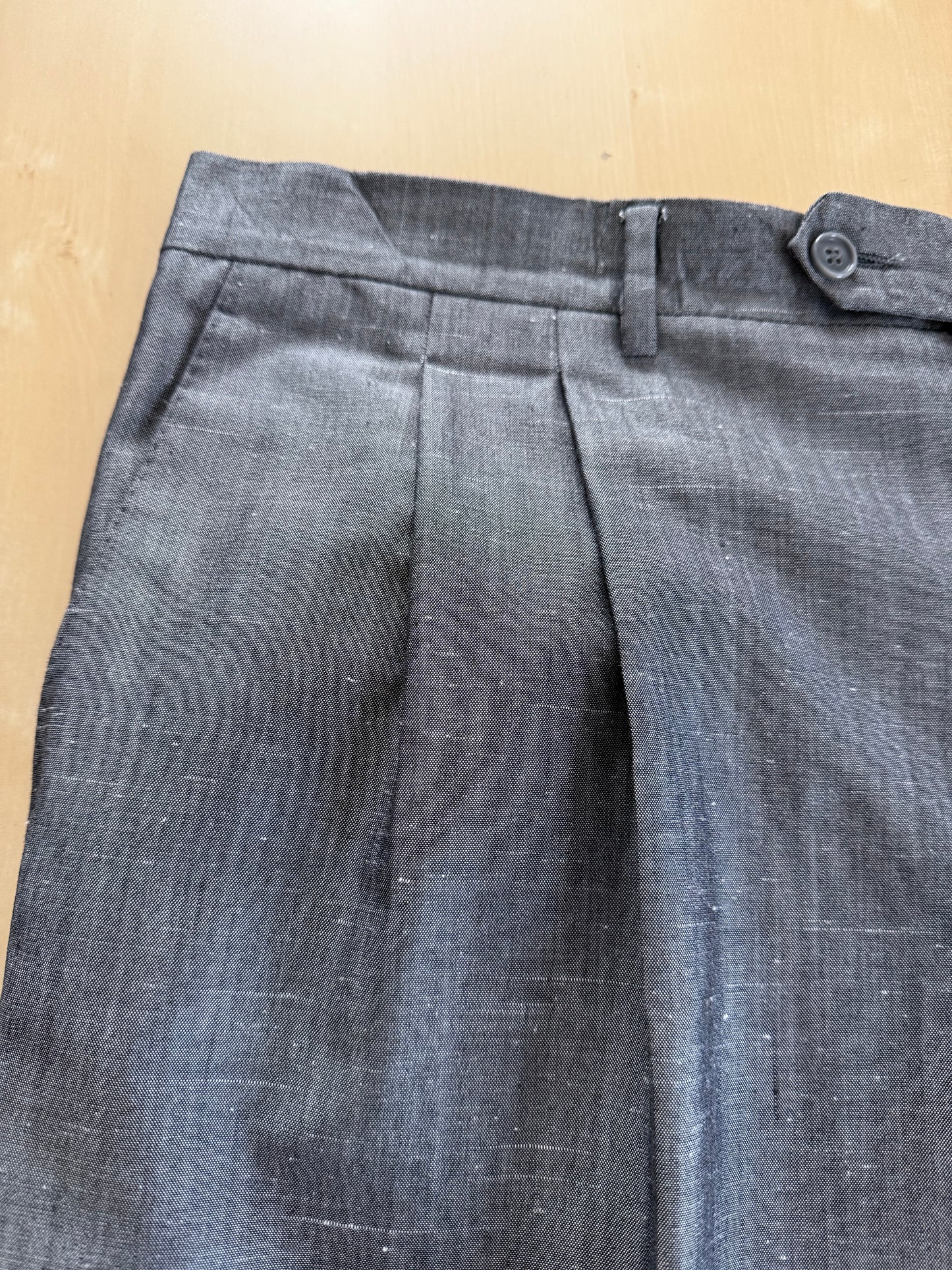 Completo anni '80 in seta shantung grigio - tg. 56/58
