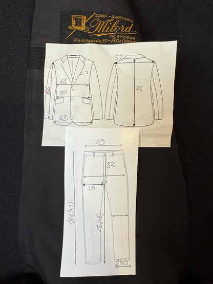 Completo sartoriale anni ‘60 flanella antracite micro spigato - tg. 54
