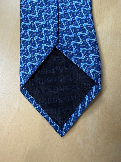 Cravatta Missoni blu fantasia onde
