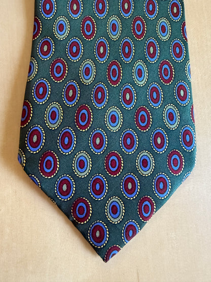 Cravatta vintage verde con medaglioni