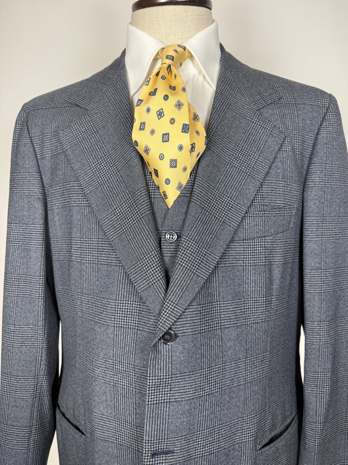 Giacca + panciotto sartoriali anni ‘70 principe di Galles - tg. 54 drop basso