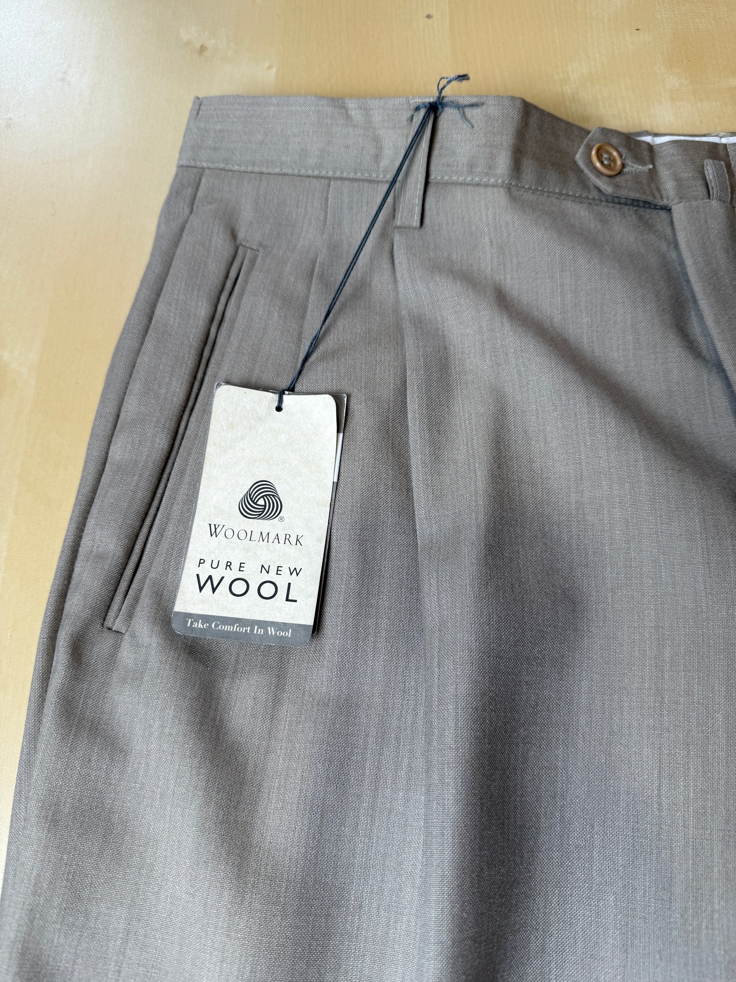 Pantalone anni ‘90 in fresco lana beige/cachi (NOS) - tg. 52