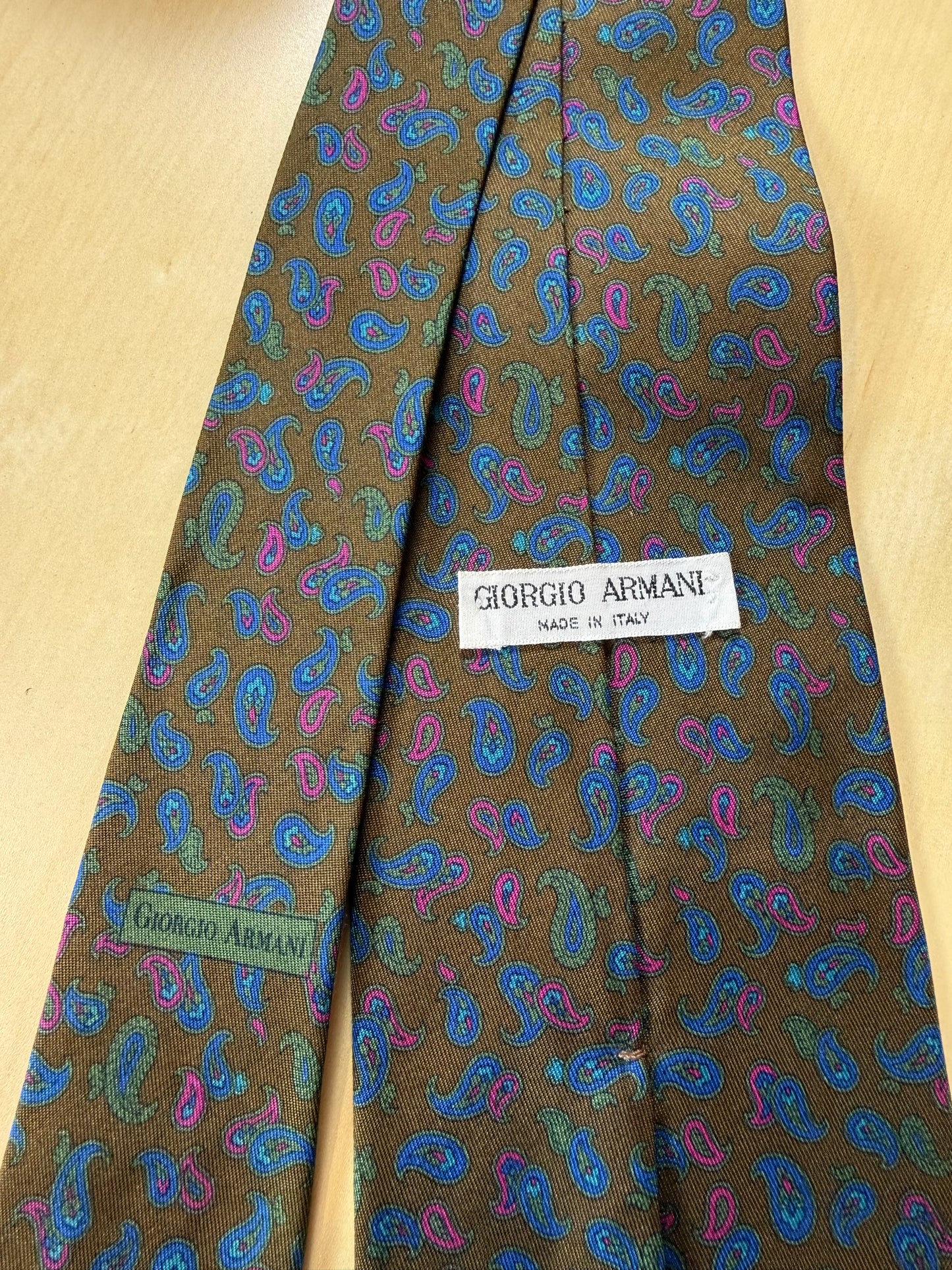 Cravatta Armani vintage paisley cachi