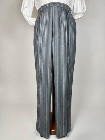 Pantaloni anni ‘80 in fresco lana grigio striato (NOS) - tg. 52