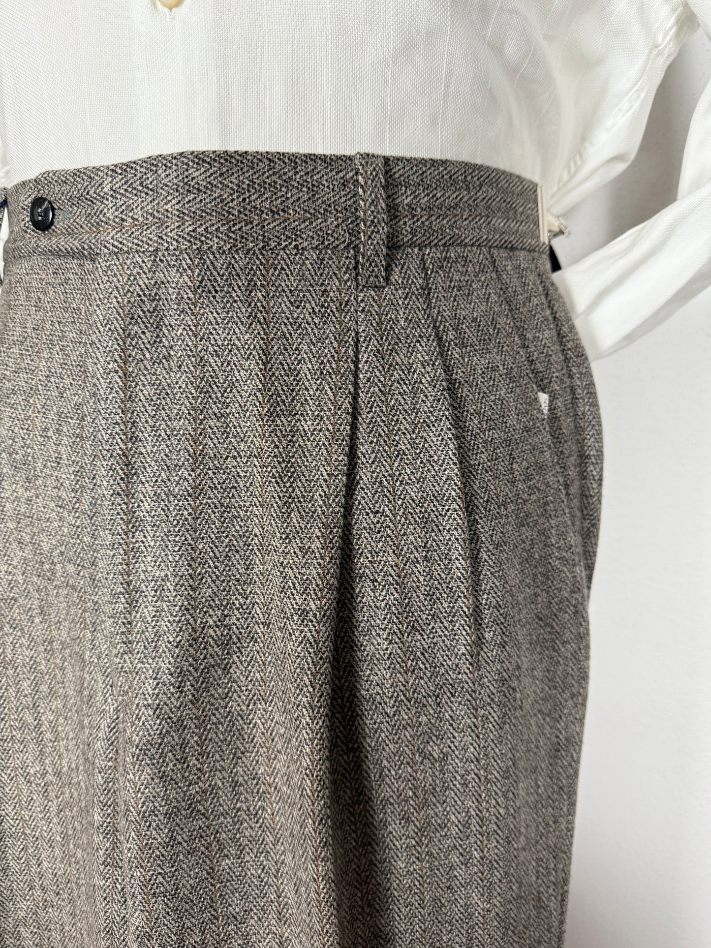 Pantalone anni ‘80 in tweed herringbone (NOS) - tg. 48
