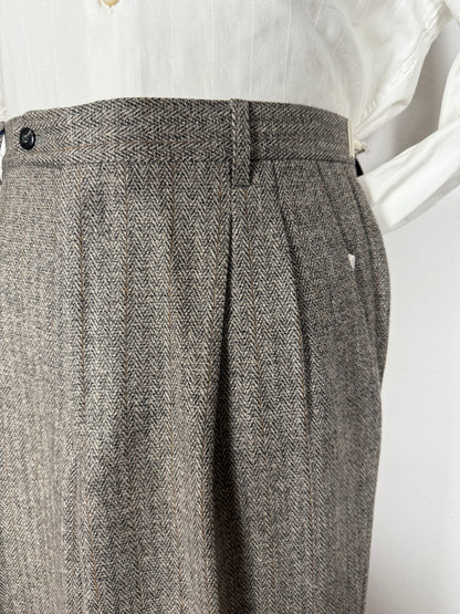 Pantalone anni ‘80 in tweed herringbone (NOS) - tg. 48
