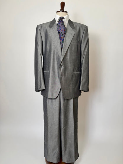 Completo anni '80 in seta shantung grigio - tg. 56/58
