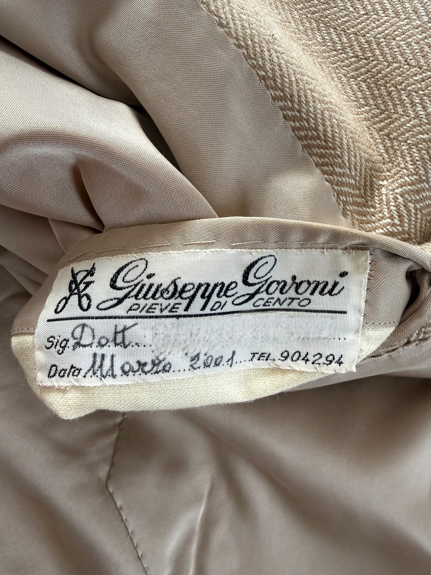 Giacca sartoriale herringbone lana e cashmere beige - tg. 54/56