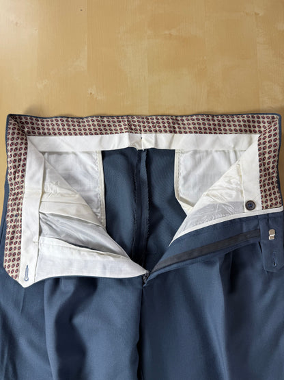 Pantaloni fresco lana verde petrolio 3 pinces anni '80 - tg. 48