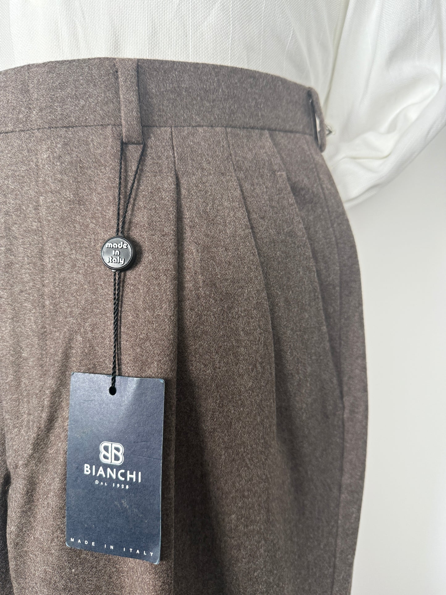 Pantaloni anni ‘90 in flanella marrone chiaro (NOS) - tg. 48/50