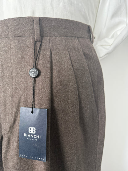 Pantaloni anni ‘90 in flanella marrone chiaro (NOS) - tg. 48/50