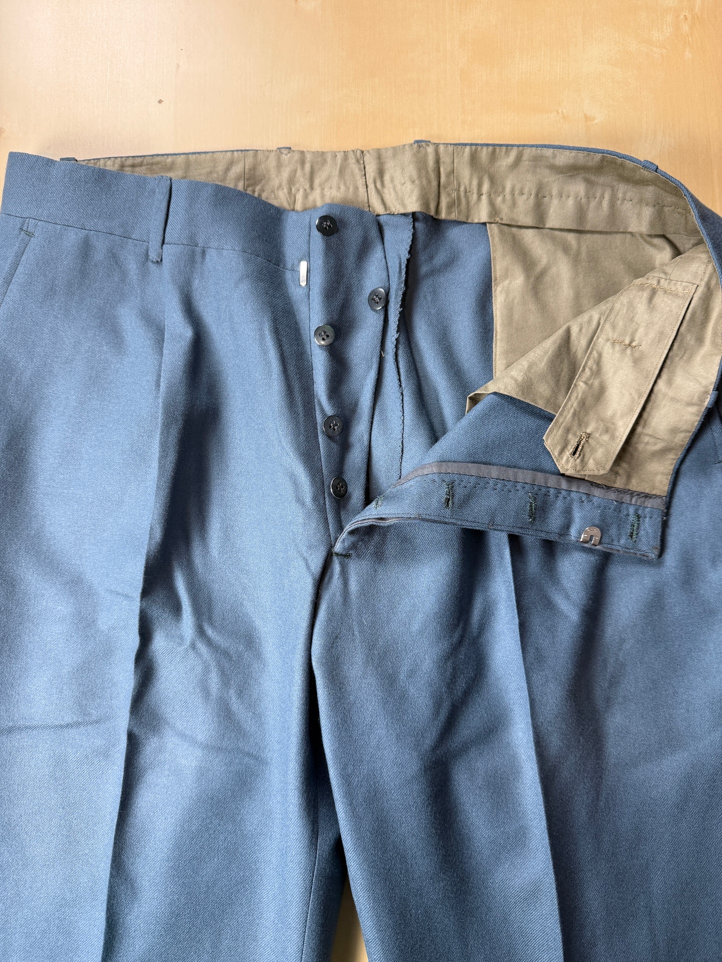Pantaloni sartoriali anni ‘50/‘60 flanella color ottanio - tg. 52
