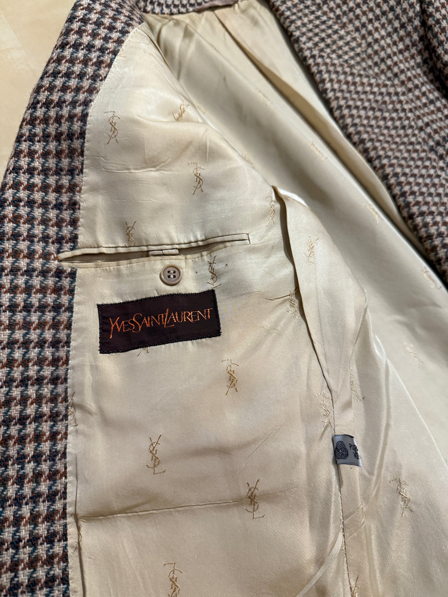 Giacca Yves Saint Laurent anni ‘70 in tweed pied-de-poule - tg. 48