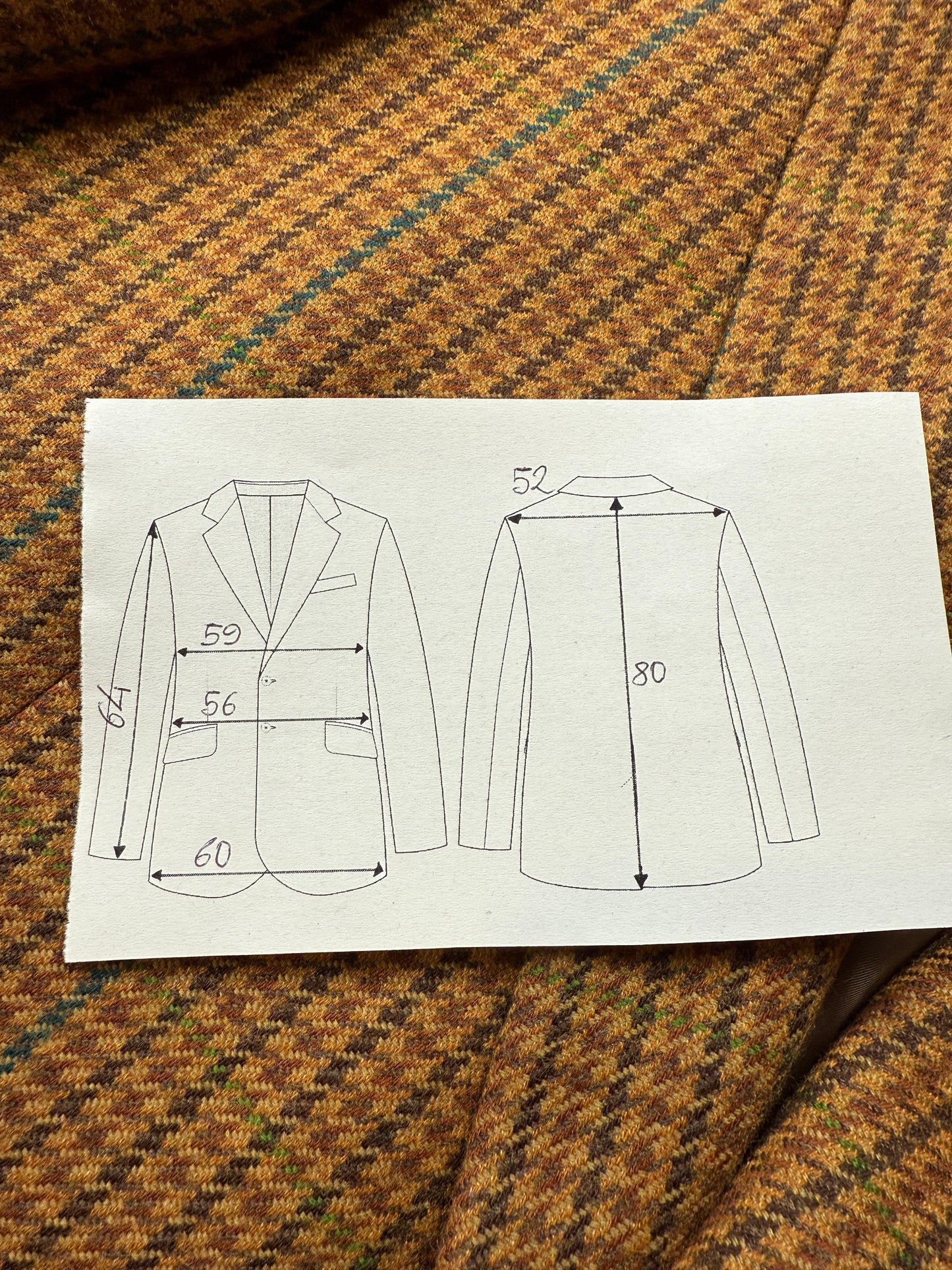 Giacca anni ‘80 pied-de-poule senape - tg. 54