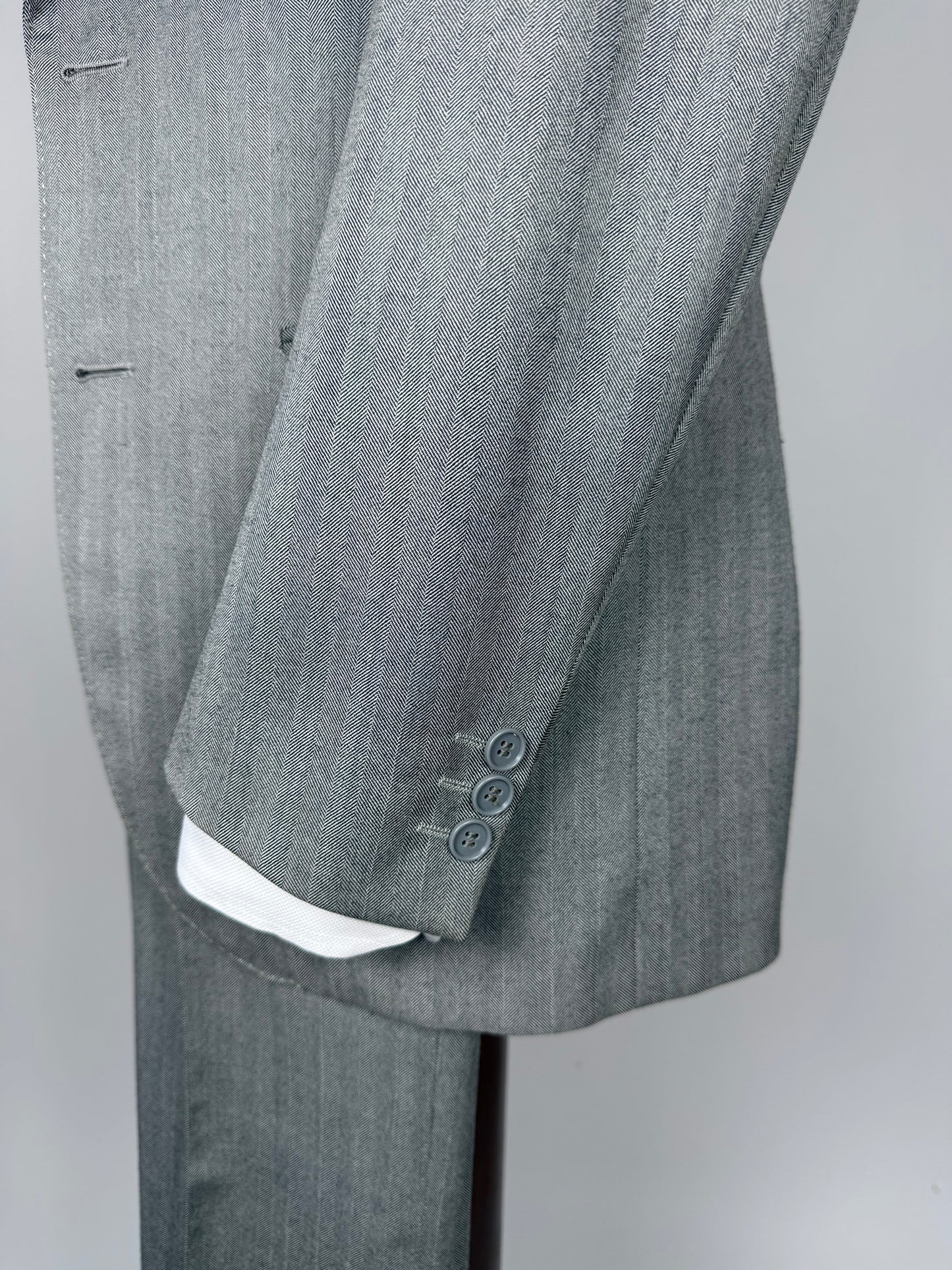 Completo 3 pezzi anni '70 herrigbone grigio - tg. 44