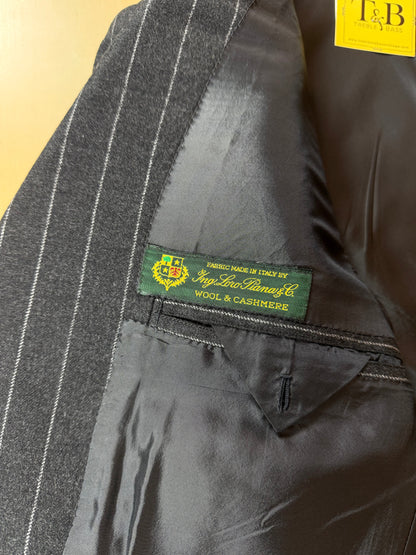 Completo gessato sartoriale in flanella lana e cashmere tessuto Loro Piana - tg. 50
