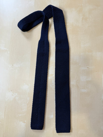 Cravatta vintage in maglia di lana blu