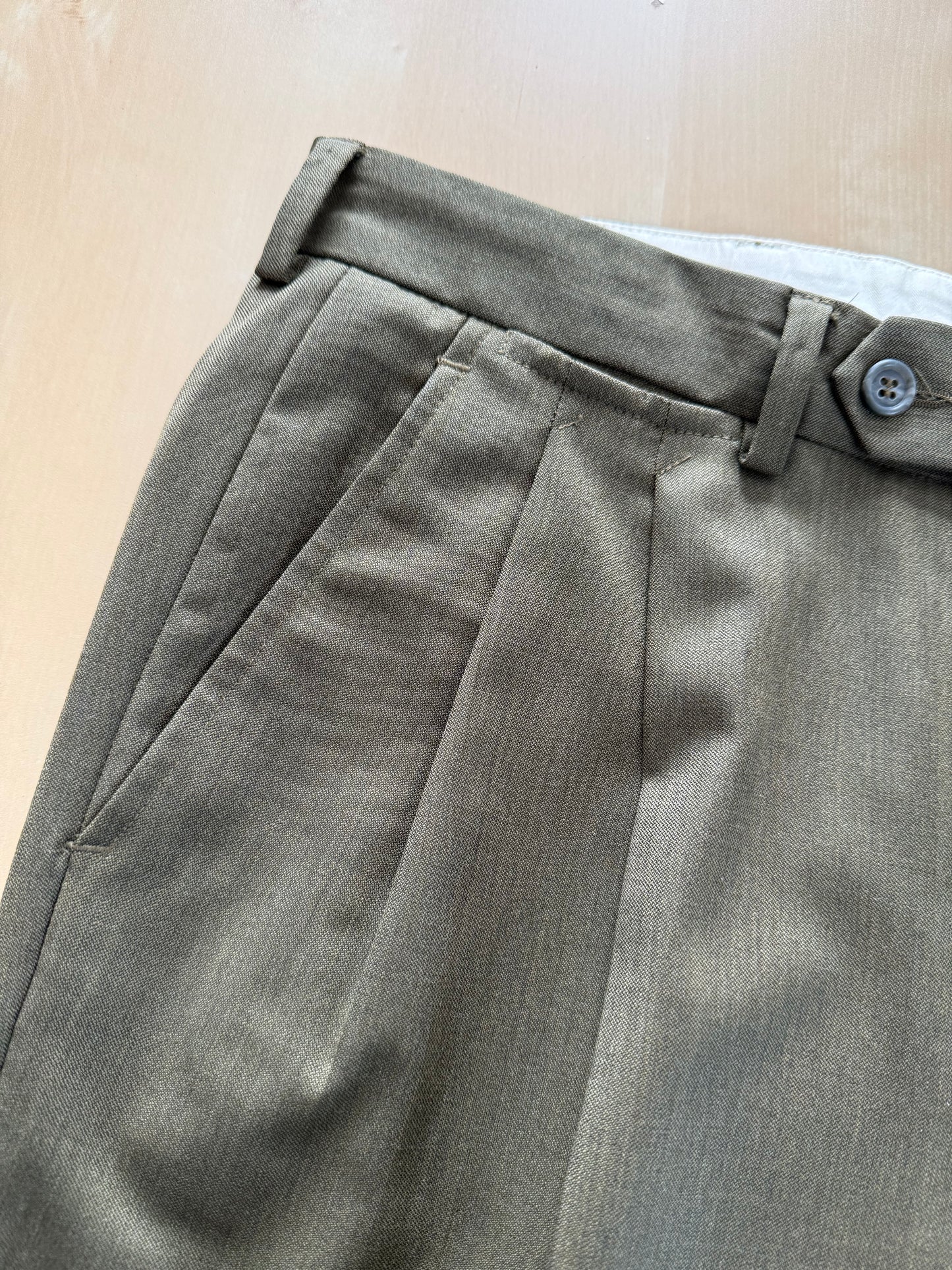 Completo anni ‘80 verde oliva lana pettinata E. Zegna - tg. 48/50