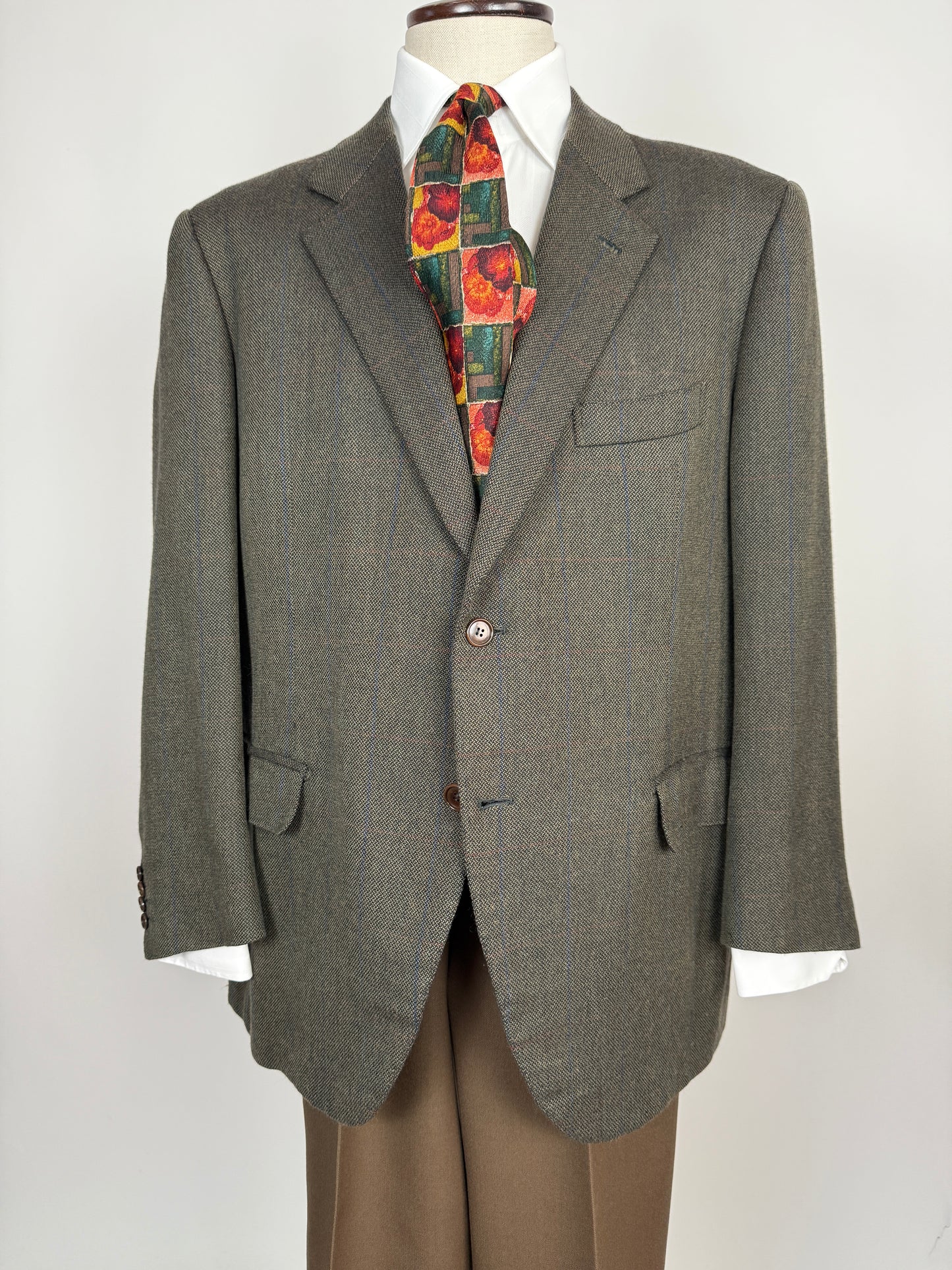 Giacca sartoriale in misto cashmere verde finestrato - tg. 58/60