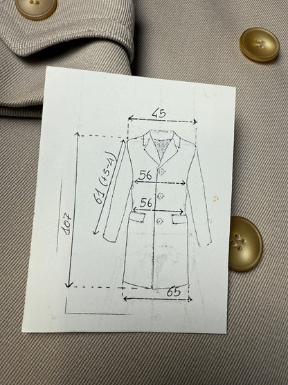 Cappotto doppiopetto anni ‘70 in twill di lana color avorio - tg. 46-48