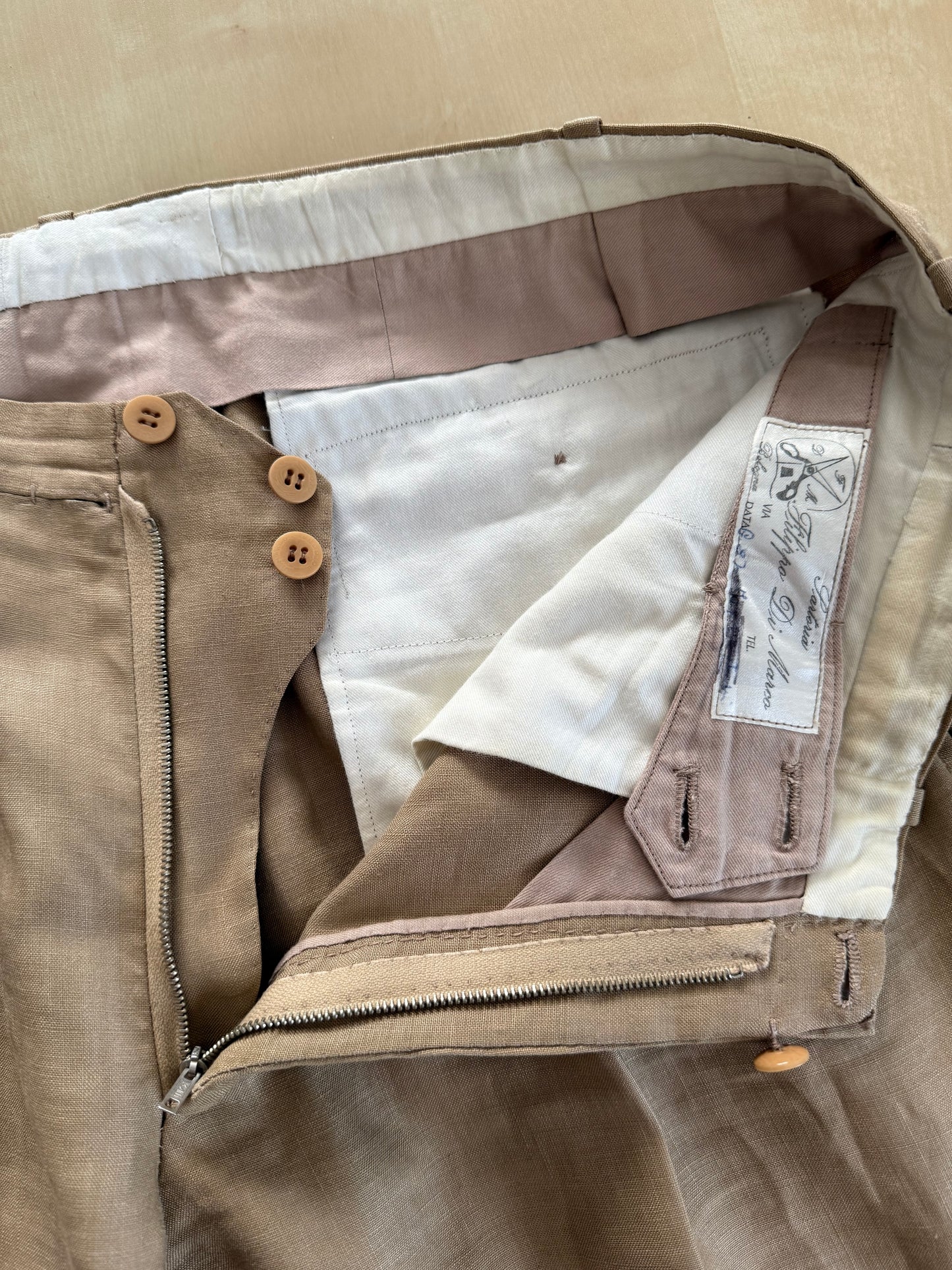 Completo sartoriale F. Di Marco lino irlandese beige - tg. 52 corta