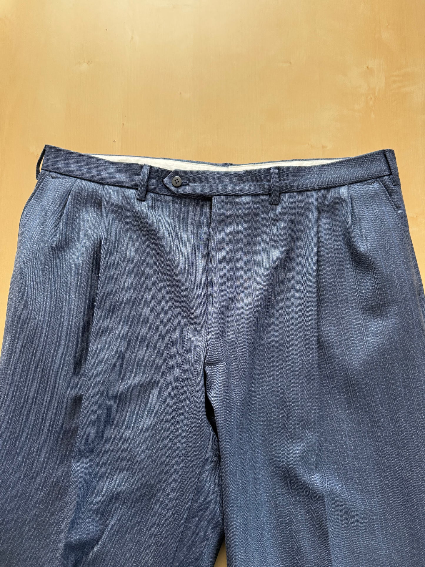 Completo sartoriale tessuto E. Zegna lana pettinata blu - tg. 54/56 drop basso