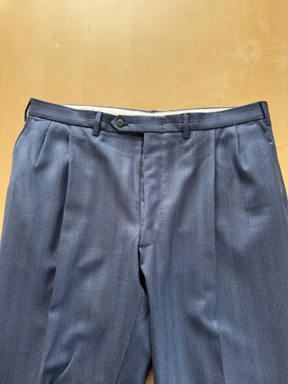 Completo sartoriale tessuto E. Zegna lana pettinata blu - tg. 54/56 drop basso