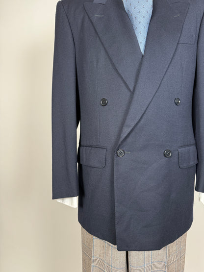 Giacca doppiopetto anni ‘80 flanella blu - tg. 50
