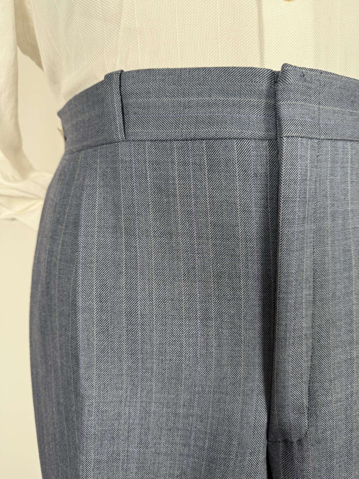 Completo sartoriale anni ‘60/'70 in grisaglia color carta da zucchero gessato - tg. 50/52