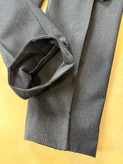 Completo 3 pezzi anni ‘60 sartoriale flanella antracite gessato - tg. 50