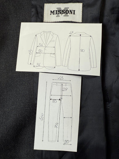 Completo Missoni anni ‘90 in flanella grigio antracite - tg. 48/50