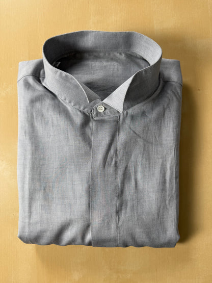 Camicia da sera in piquet grigio collo diplomatico - M collo 41