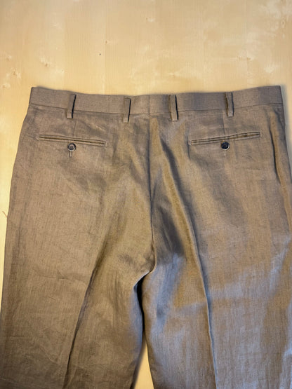 Pantaloni in lino marrone tabacco anni '90 (NOS) - tg. 56