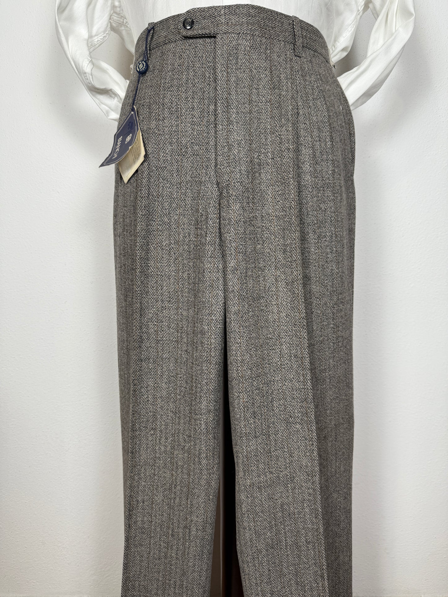 Pantalone anni ‘80 in tweed herringbone (NOS) - tg. 48