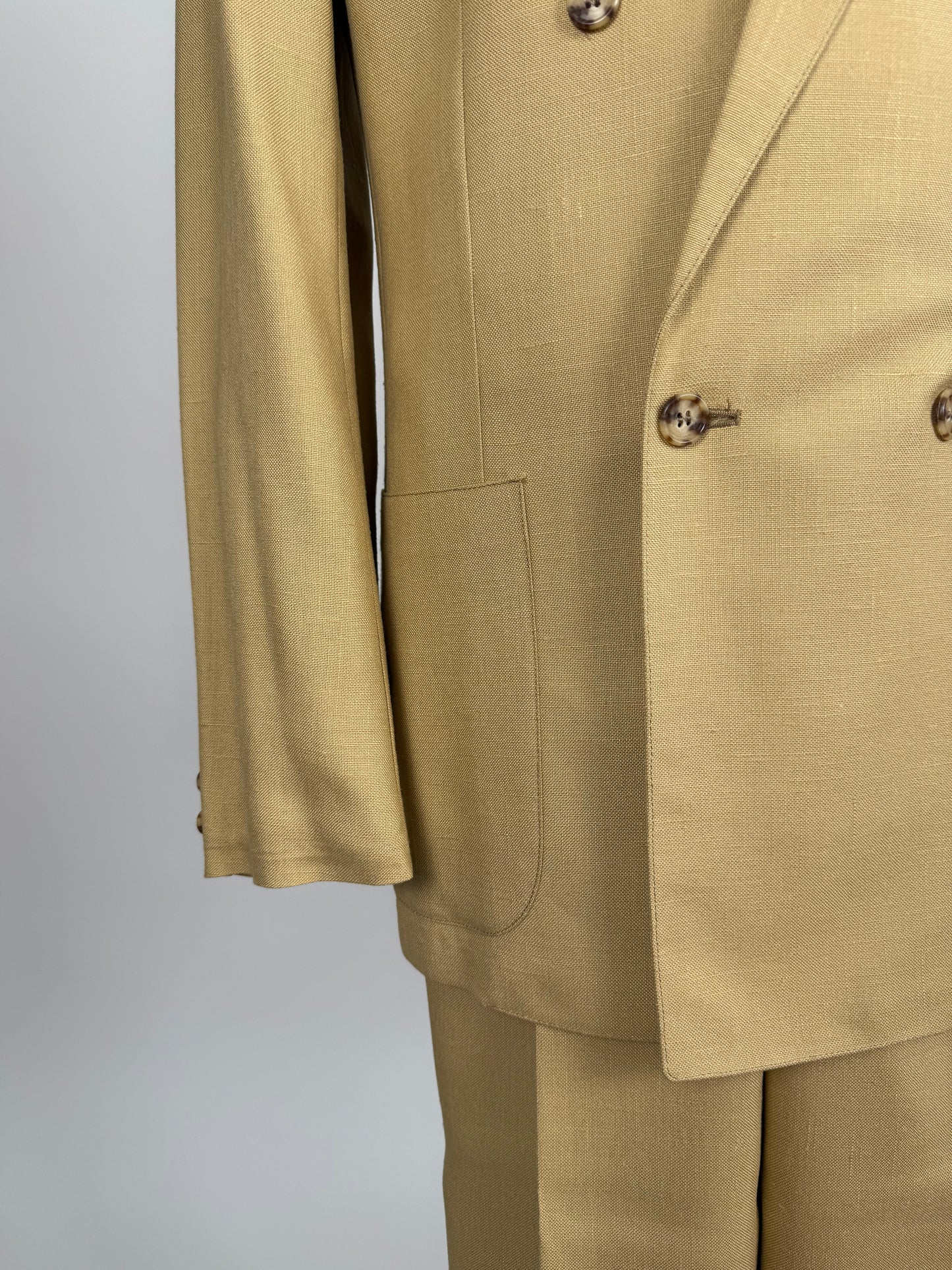 Completo doppiopetto estivo anni ‘70 in misto lino beige - tg. 44/46