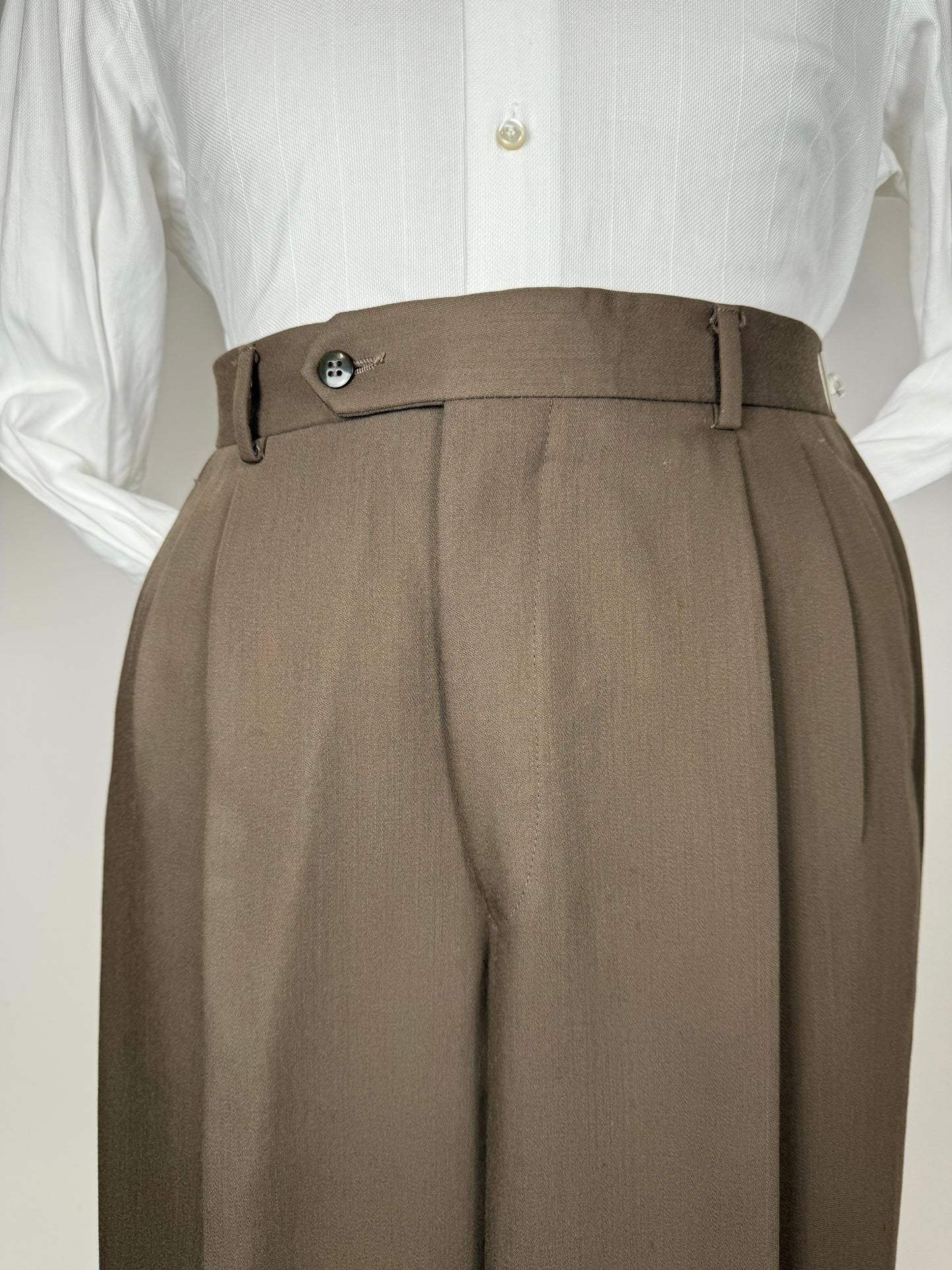 Pantaloni lana pettinata verde cachi - tg. 48