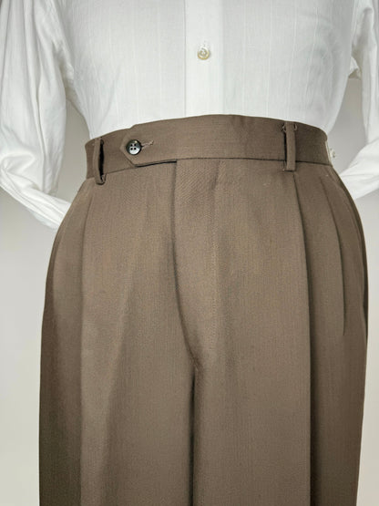 Pantaloni lana pettinata verde cachi - tg. 48
