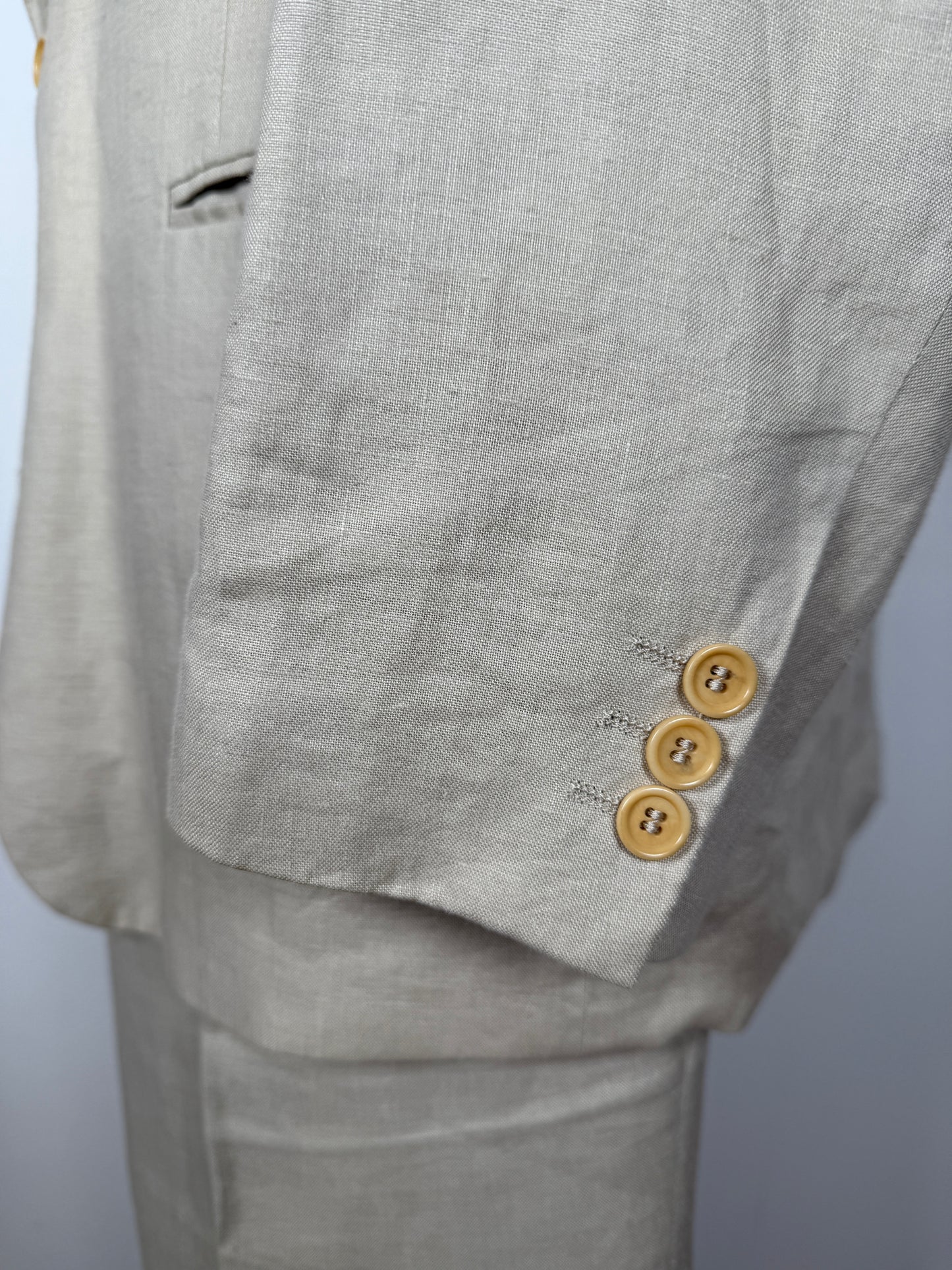Completo anni ‘80 in puro lino beige chiaro - tg. 56