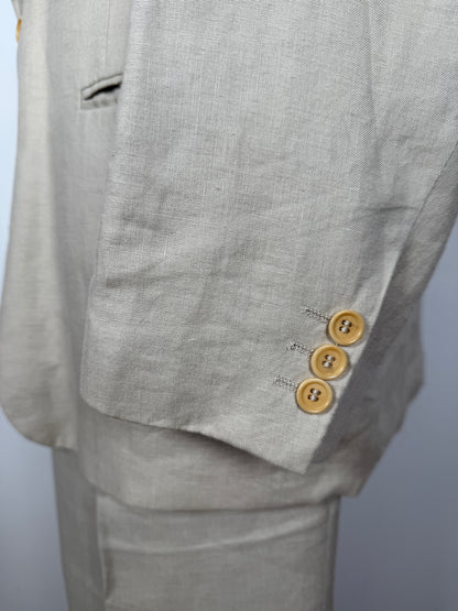 Completo anni ‘80 in puro lino beige chiaro - tg. 56