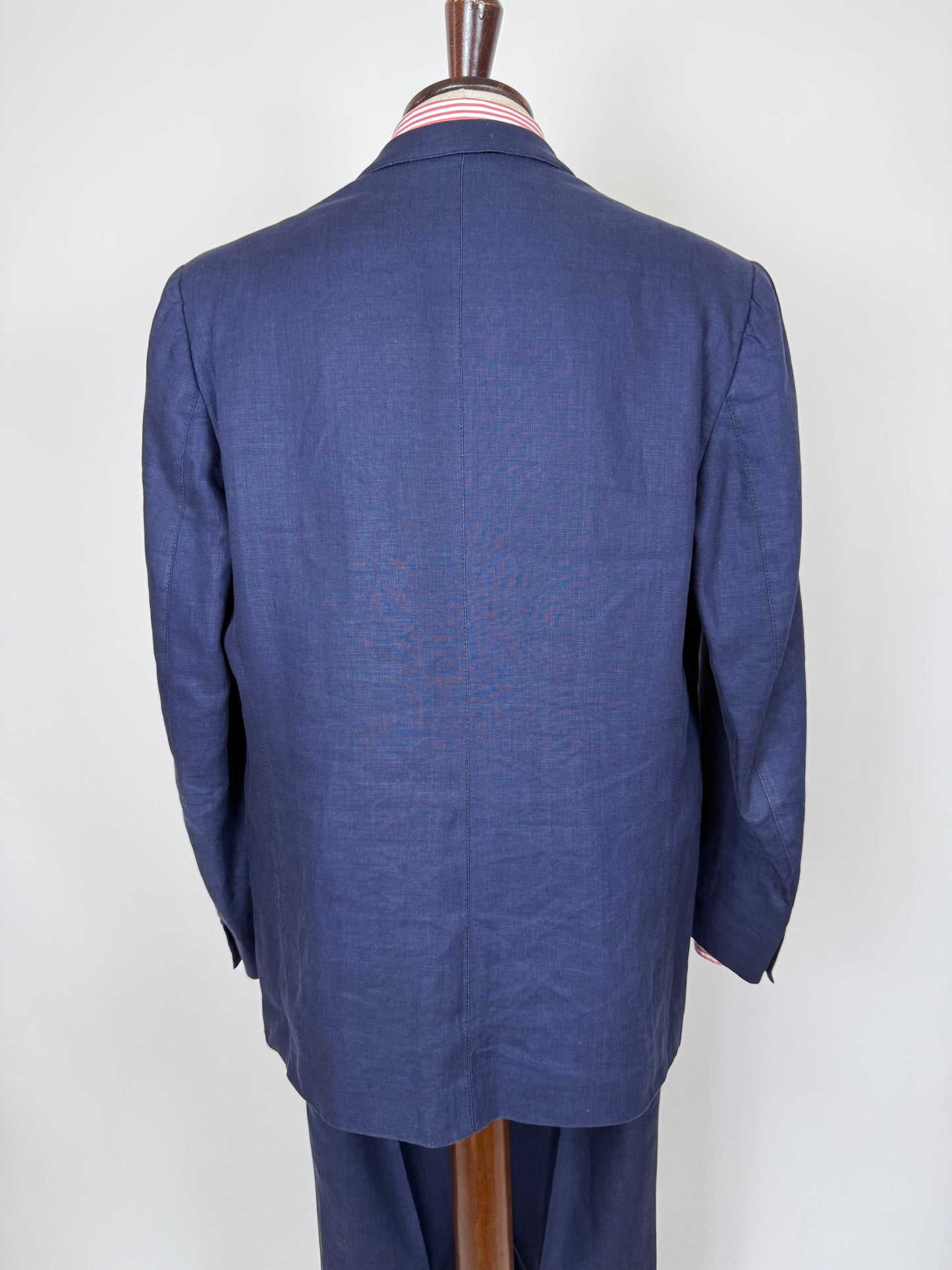 Completo sartoriale anni '70 in lino blu stile workwear - tg. 54