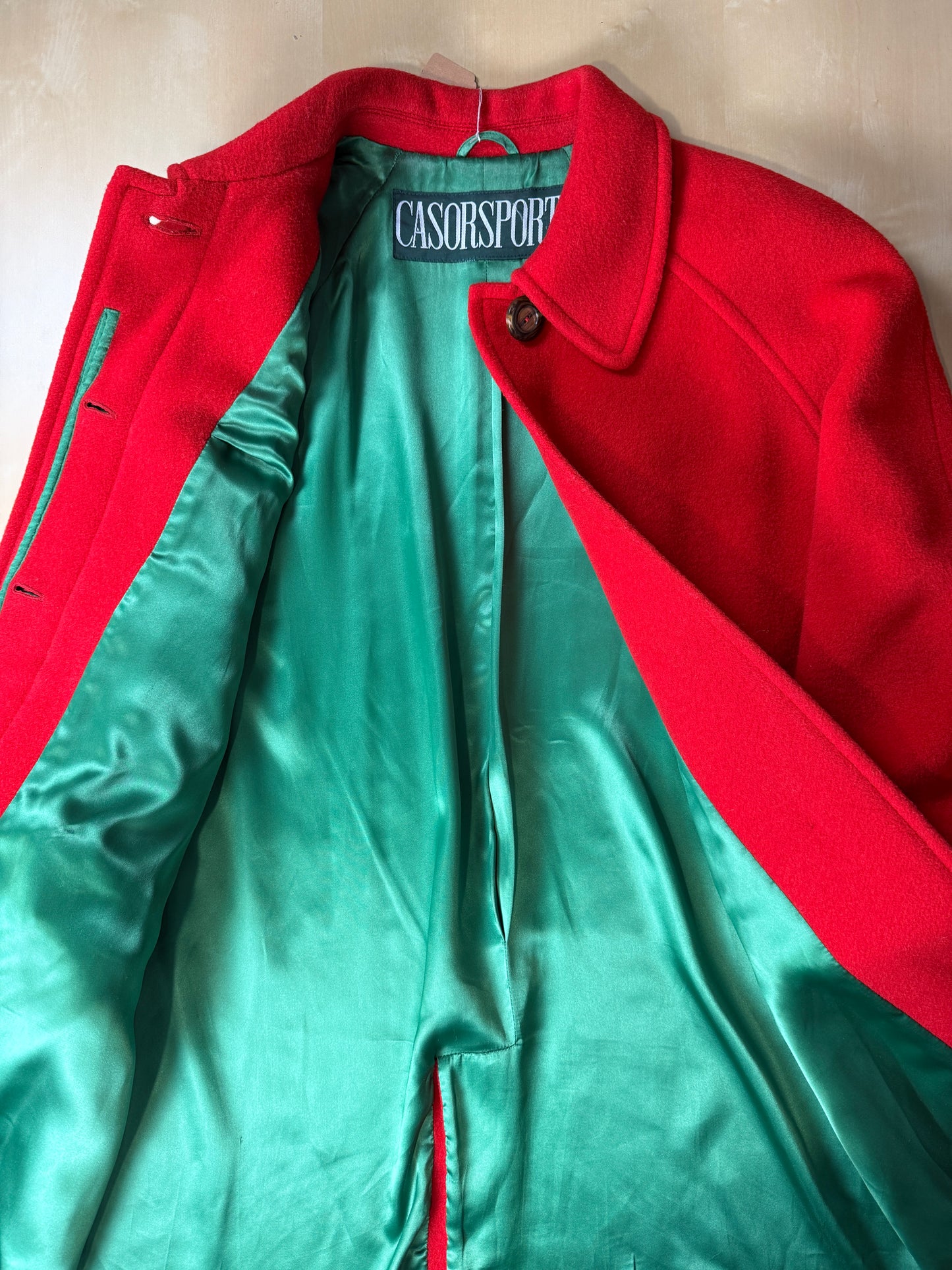 Cappotto anni ‘80 panno lana e mohair rosso scarlatto - tg. 44-46